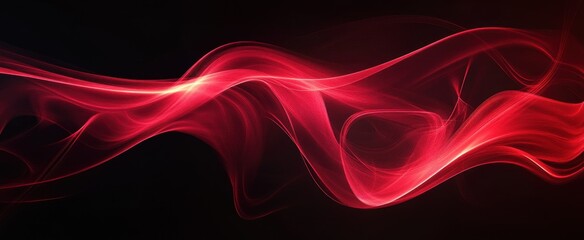 Poster - This image features beautiful red smoke waves gracefully flowing against a dark background, creating a captivating visual effect that evokes a sense of elegance and movement.