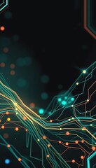 Poster - Abstract Technology Background Futuristic Circuit Board Design with Glowing Lines and Nodes