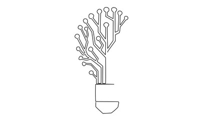 Poster - Animated self drawing of single one line drawing bulb shaped circuit board. The brightness of the future can be determined by sophistication technology. National Technology Day. Full length animation