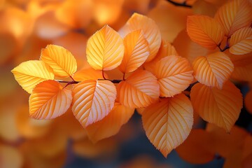 Wall Mural - Golden Autumn Leaves in Soft Focus for Seasonal Design and Nature Projects