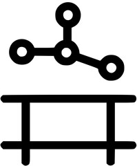 Poster - A black moleculelike shape above a rectangular tablelike structure