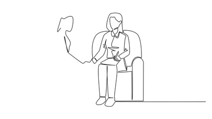 Poster - Animation of single continuous line drawing a woman hold clipboard while hold the hand of woman next to her. Giving resilience. National Mental Health Provider Appreciation Day. Full length motion