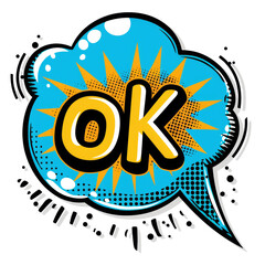 Poster - A Vibrant Comic Book Style Speech Bubble with 'OK' in Bold Letters Design