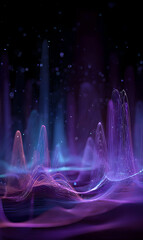 Poster - Elegant shimmering spectrum data wave visualization with ethereal light effects and graceful curves showing flowing information