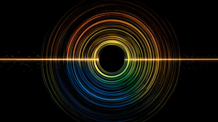 Poster - abstract spectrum circle with light beam on black background provides modern aesthetic and depth