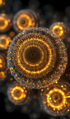 Poster - illuminated spheres in mesmerizing concentric circles create a captivating futuristic abstract desig