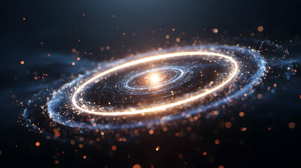 Poster - abstract cosmic galaxy formation with glowing particles and lines creating a stunning celestial vort