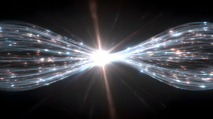 Poster - Dynamic light streams emanating from a central point creating an electrifying and ethereal convergence