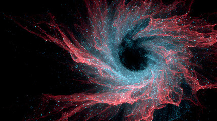 Poster - Cosmic vortex of nebula energy flowing through space with vibrant colors of red and blue light