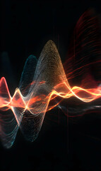 Poster - Abstract digital sound wave visualization with glowing elements on a dark background representing technology and data analysis