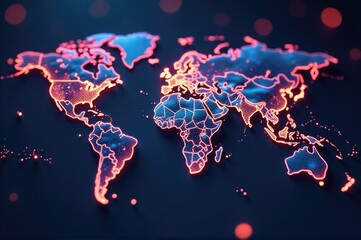 Poster - A detailed map of the world on a dark blue background, ideal for illustrations and educational materials
