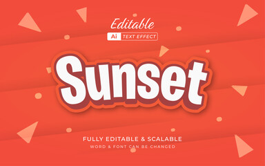 Poster - sunset editable text effect. 3d font can editable for other design
