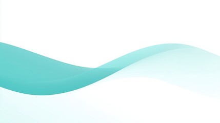 Poster - Abstract wave illustration in soft teal tones, flowing gracefully across a white background, creating a serene and calming visual effect for design and artistic projects