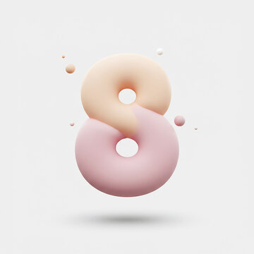 3D Render of Pastel Pink and Peach Number Eight