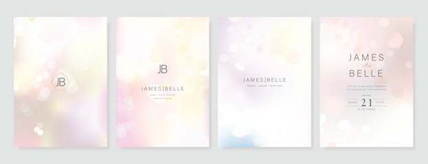 Wall Mural - luxury invitation card design vector set. elegant wedding card with bubble bokeh blur decorative on 