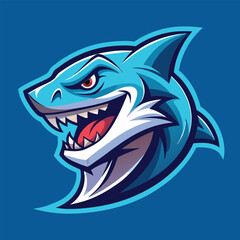 Poster - Shark mascot logo in vivid colors featuring a fierce expression and bold design suitable for sports teams or branding purposes