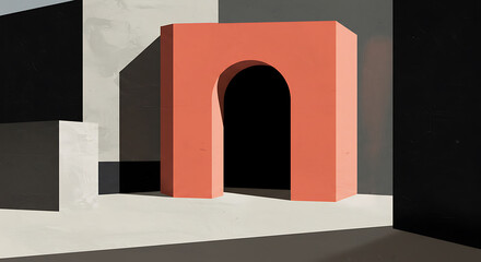 Aufkleber - Geometric Composition with Coral Arch and Dramatic Light