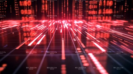 Wall Mural - Abstract Data Visualization in Red and Black