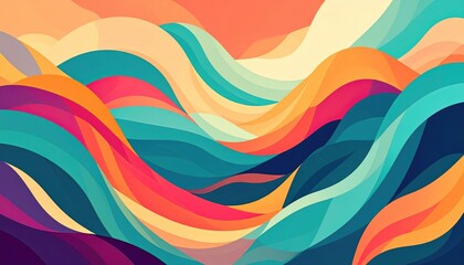 Poster - Vibrant waves of color in abstract landscape art digital artwork scenic viewpoint contemporary design