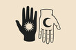© Victoria - Sun and moon hands mystical minimal vector illustration
