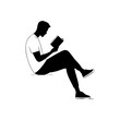 © TP71 - Silhouette vector of a person sitting and reading a book, symbolizing learning, education, and relaxation.