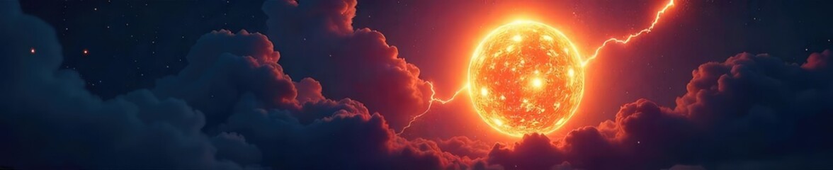 Wall Mural - intense, swirling orb of pure electrical energy, crackling with power and illuminating the dark nigh