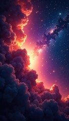 Wall Mural - mesmerizing cosmic dust and gas illuminated by distant stars, creating a breathtaking celestial land