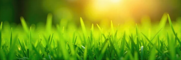 Wall Mural - Vibrant green grass bathed in the warm sunlight of a clear day Perfect for backgrounds, websites, or nature-themed projects Lush, healthy blades stretch towards the sun , growth, vibrant, serenity