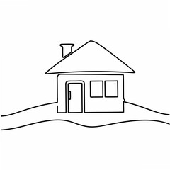Poster - Simple line drawing of a house with a transparent background for use in various design projects