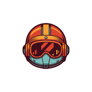 Retro Futuristic Helmet Design Vintage Motorcycle Racer Headgear Illustration