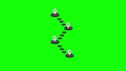 Milestone animation with four checkpoints along a disc-shaped path, symbolizing progress tracking. Green screen background