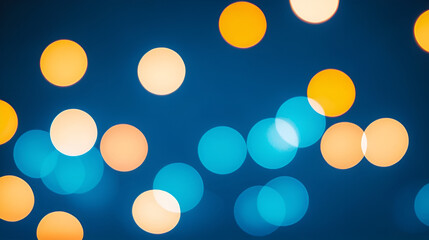 Luces bokeh sobre un fondo azul