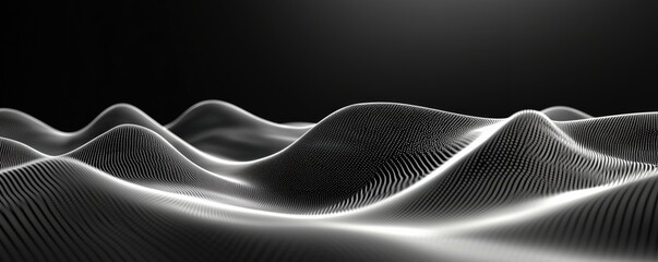 Poster - Abstract black and white wave patterns with smooth curves and lines