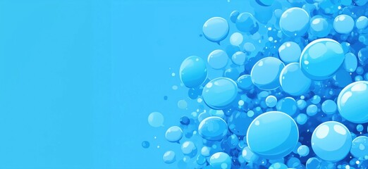 Poster - Blue bubbles on bright background creating a vibrant and refreshing atmosphere