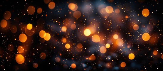 Poster - Bokeh effect with warm orange and black background creating a dreamy atmosphere