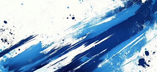 Poster - Abstract blue paint splash background with dynamic brush strokes and splatters