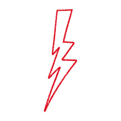 Leinwandbilder - Red Hand-drawn doodle elements lightning, thunderbolt sketchy crayon scribble style with rock vibe. Flat vector illustration isolated on white background.