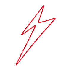 Leinwandbilder - Red Hand-drawn doodle elements lightning, thunderbolt sketchy crayon scribble style with rock vibe. Flat vector illustration isolated on white background.