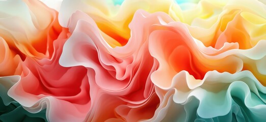 Poster - Colorful abstract waves of soft fabric creating a vibrant and dynamic visual texture