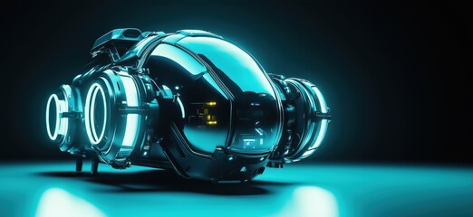 Poster - Futuristic sleek spacecraft design with glowing accents and advanced technology features