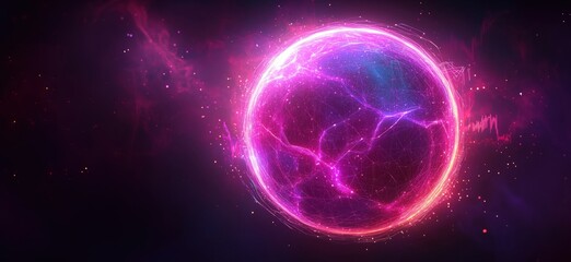 Poster - Vibrant cosmic sphere with glowing energy and intricate patterns in deep space