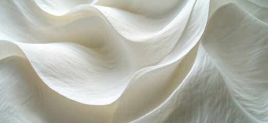 Poster - Soft white fabric draping elegantly with gentle waves and textures