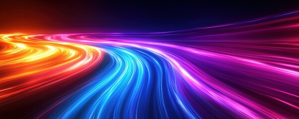 Poster - Vibrant abstract light trails in dynamic motion with colorful neon hues
