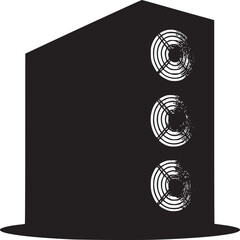 Poster - Illustration of a black server tower with cooling fans on the front side