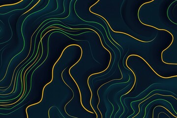 Aufkleber - Abstract dark teal waves with neon lines