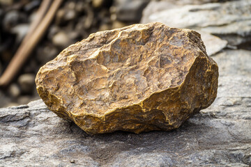 Aufkleber - Large gold nugget found in a rocky terrain Generative AI