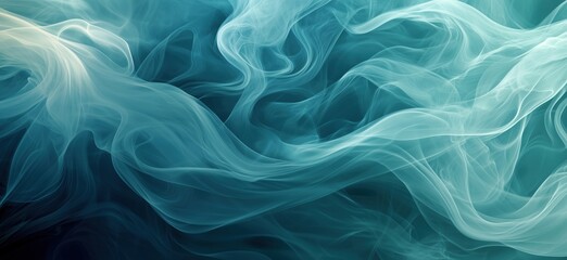 Poster - Abstract swirling smoke patterns in shades of blue and teal with ethereal quality