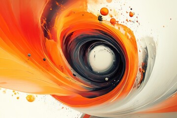 Poster - Abstract Vortex: An abstract image featuring a mesmerizing swirl of vibrant orange and dark hues, creating a dynamic vortex effect.  The composition is rich in texture and contrast.
