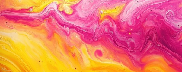 Poster - Colorful abstract swirl pattern in pink, yellow, and orange hues for artistic backgrounds