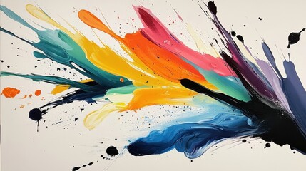 Poster - colorful explosion of paint: a vibrant cascade of vivid hues bursts across the canvas, a striking re